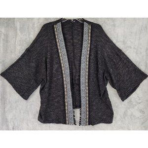 Copper Key Sweater Womens XLarge Black White Aztec Casual Soft Open Cardigan